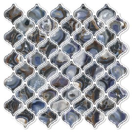 STICKGOO Arabesque Self Adhesive Tile Peel and Stick Backsplash, 12”X12” for Kitchen, Wall (Thicker Design, Faux Blue Agate)