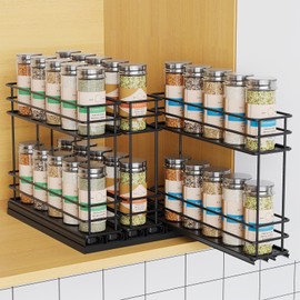Mystozer Pull Out Spice Rack Organizer for Cabinet, Slide Out Spice Racks Organizer, Easy to Install Spice Cabinet Organizers, 2.75''Wx10.35''Dx8.26''H, 3 Drawers 2 Tiers