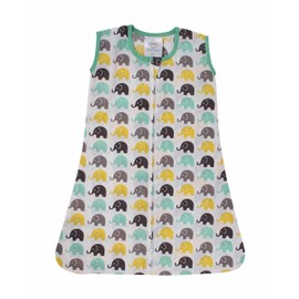 Bacati Elephants Sleeping Bag, Mint/Yellow/Grey, Med