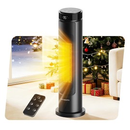 MORENTO Space Heater for Indoor Use, 1500W Ceramic Fast Heat, Electric Space Heater for Large Room with Remote, Thermostat, Digital Display, 5 Modes, 12H Timer, 70° Oscillation, 23dB Black 1 Pack