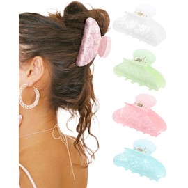 HAIMEIKANG Large Acrylic Hair Claw Clips - Strong Hold Non-Slip Stylish Hair Accessories for Women & Girls' Thick & Thin Hair