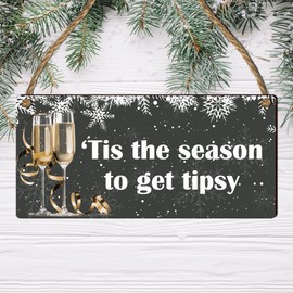 Wooden Plaque for the Festive Season - Holiday & Christmas Wall Art - Funny Gift for Friends - Home Decor - Alcohol-Themed Prosecco & Champagne Lover's Gift - Best Friend Present - Novelty Sign