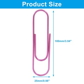 Auvotuis 15Pcs 4 Inch Jumbo Paper Clips, Pink Coated Large Reusable Big Paperclips for Office School Home Document Organizing