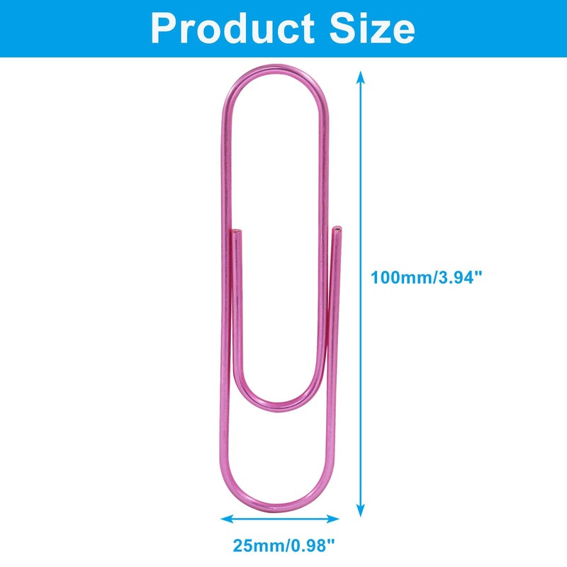 Auvotuis 15Pcs 4 Inch Jumbo Paper Clips, Pink Coated Large