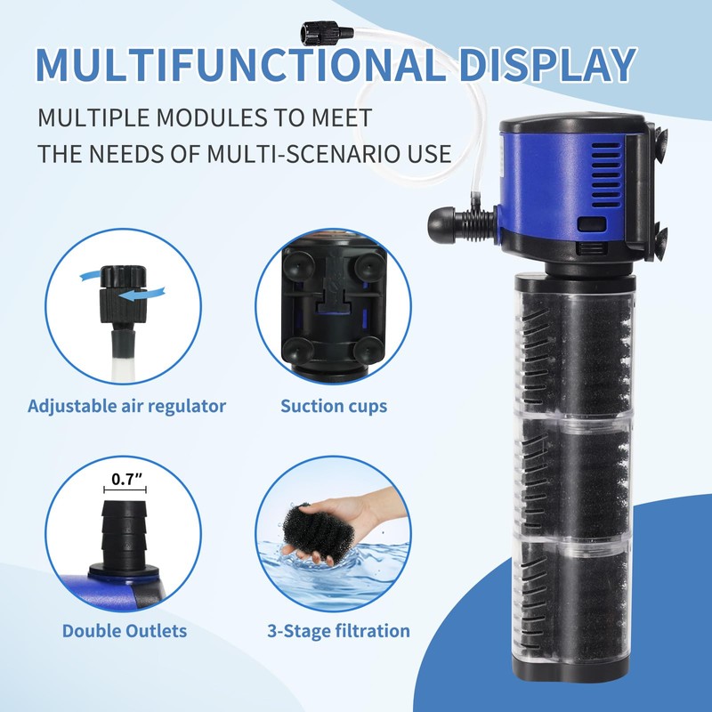 TARARIUM Aquarium Filter Pond Pump 660GPH for 75-300 Gallon Fish