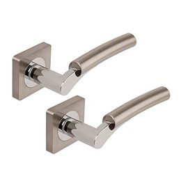 Excel Architectural DH3650-SQ Ultimo Passage Door Handles on Square Rose, Satin Nickel/Polished Chrome