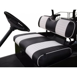 Huskey 2PCS Golf Cart Seat Cover Black White Pleated For EZGO Valor/Freedom TXT 2014+