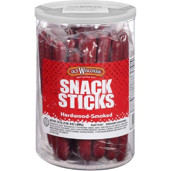 OLD WISCONSIN Beef Snack Sticks, High Protein, Gluten Free, 24 Ounce Resealable Jar