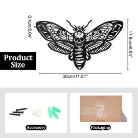 NBEADS Moth Shape Metal Wall Art Decor, Black Wall Hanging Decor Silhouette Wall Art for Home Bedroom Living Room Bathroom Kitchen Office Garden Hotel Wall Decoration, 17.6x30x0.1cm