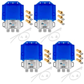 4 x HQ DiseqC Switch 2/1 with Weatherproof Housing HB-DIGITAL 2 x SAT LNB 1 x Subscriber / Receiver for Full HDTV 3D 4K UHD + 12 x Gold-Plated F-Connector Gold-Plated