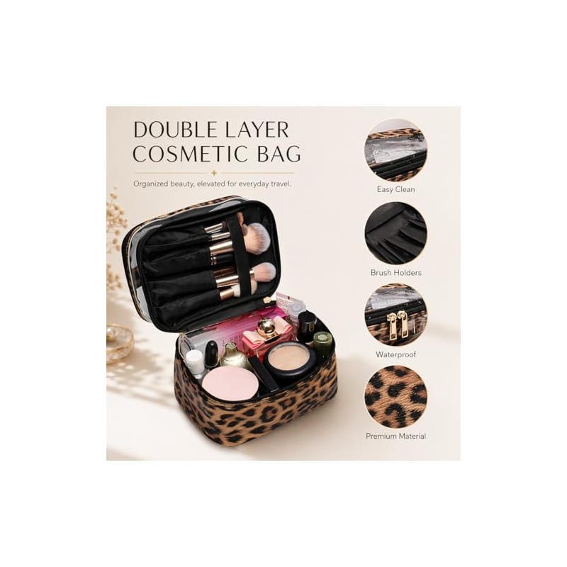 Bolsa de maquillaje de doble capa, bolsa de maquillaje, bolsa