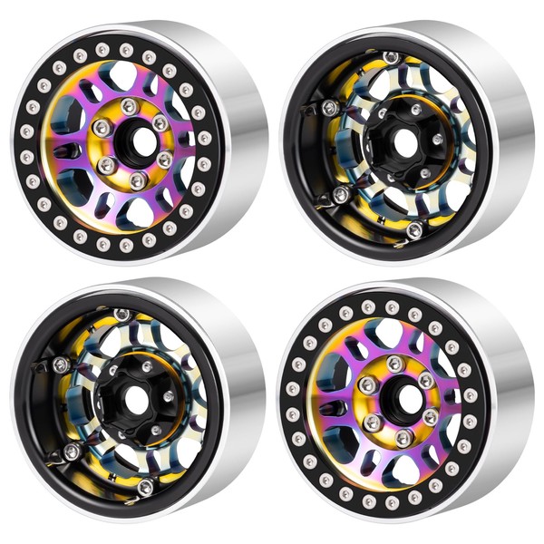 MORFUM 1.9" Rainbow RC Rim 4pcs Aluminum 56mm Beadlock Wheels