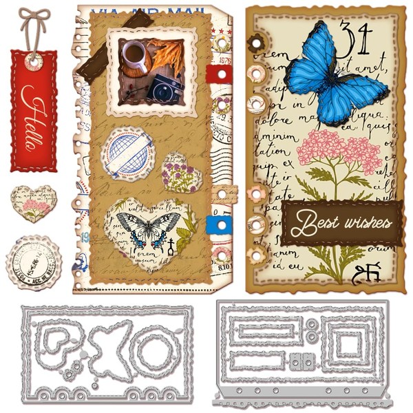 GLOBLELAND Tear Edge Planning Page Cutting Dies for Card Making