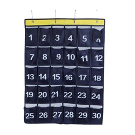 30 Taschen Wandhänge Aufbewahrungstasche Telefonhalter Organizer mit Zahlen Marine Blue Klassenzimmer Taschenkarten Organizer, Mobiltelefone Taschenrechner für die Aufbewahrung,