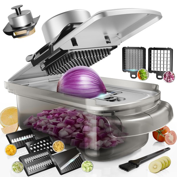 Vegetable Chopper Stainless Steel, 9-in-1 Mandoline Food Slicer for Kitchen,