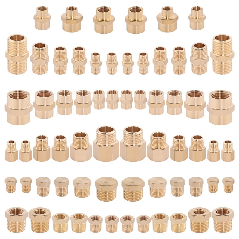 KOOTANS 66PCS Brass Pipe Fittings Assortment Kit NPT Adapter Fitting,