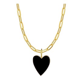CILILI Preppy Necklace for Women, Forever Love Heart Enamel Pendant Paperclip Necklace 18K Gold Plated Jewelry Gifts