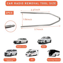 Dickno 2 PCS Car Radio Removal Pry Tool, V-Shaped Stainless Steel Auto Stereo Release Tool Kit, Universal Radio Remover for Disassembly of Most Vehicle Audio Frequency Converter
