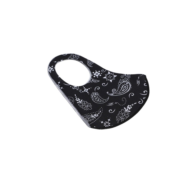 Komonee Face Mask Washable Reusable Black Paisley Dustproof Cloth Mouth
