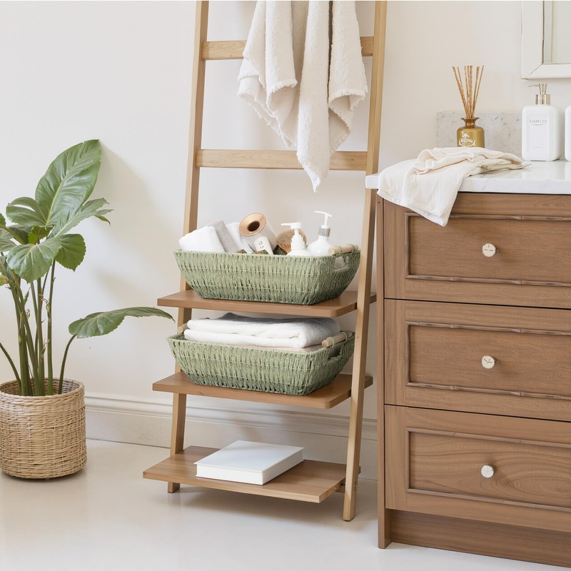 StorageWorks Extra Large Wicker Storage Basket for Organizing with Wooden