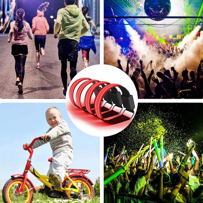 4pcs Luminous Arm Bands USB Reflective Band Bracelets for Outdoor