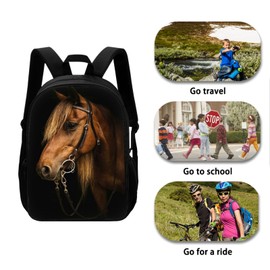 JEOCODY Horse Backpack and Lunch Box for Girls Boys Elementary School Bags with Pencil Case and Bottle Holder for Kindergarten Primary School Bookbag Set of 4
