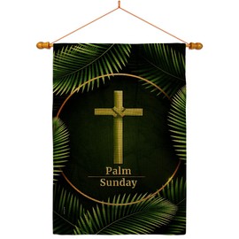 Ornament Collection Palm Sunday House Flag Dowel Set Religious Faith Hope Grace Peace Dove Christian Religion Easter Small Decorative Gift Yard Banner Double-Sided Made in USA 28 X 40