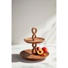 Mud Pie x 14" Dia Twisted Handle Tiered Server, Brown