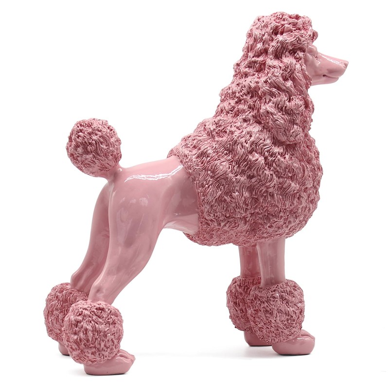 Lukitas Standing Pink Poodle Sculpture Decor, Decorative Dog Statue, Animal