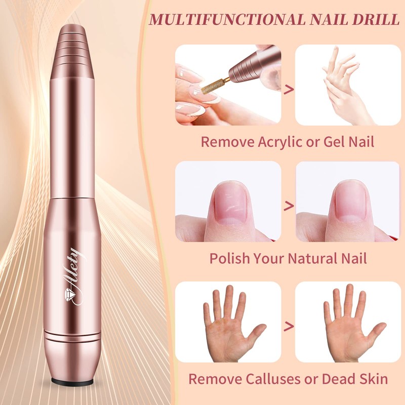 Alety Electric Nail Drill Kit, Portable Electric Nail File for