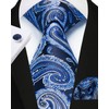 Enlision Men's Ties and Pocket Square Cufflink Set Navyblue Paisley