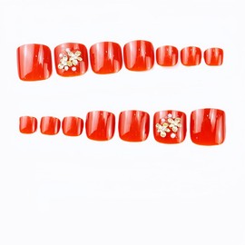 French Toenails Press On Toenails, Short Square Toe Nail Press on Nail Kit, Acrylic Stick on Toenails French Tip for Women Girls, Acrylic Stick on Toenails French Tip for Women Girls 24pcs