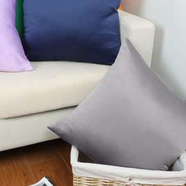 TREELY Grey 18x18 Pillow Cover, Satin Decorative Throw Pillow Covers for Couch,Sofa,Bedroom, 2 Pack Euro Square Pillowcases with Zipper