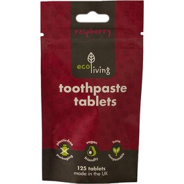 ecoLiving Fluoride Free Toothpaste Tablets (125 tabs –2-Month Supply) – 100% Zero Waste Toothpaste Alternative – Vegan Safe, Plant-Based Compostable Toothpaste Tabs – UK Natural Toothpaste Tablets