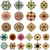 Mutian Fashion Lot 24pc Mixed Color Rhinestone Crystal Flower Brooches