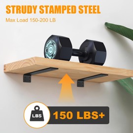 Floating Shelf Brackets 6 inch, Heavy Duty Wall Shelf Bracket 6 Pack for Shelves Support, Hidden Metal L Brackets with Mounting Hardware (1/5'' Thick)