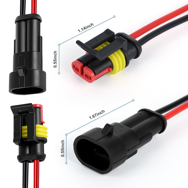 2 Pin Waterproof Wire Connector, 18AWG 10cm Male and Female