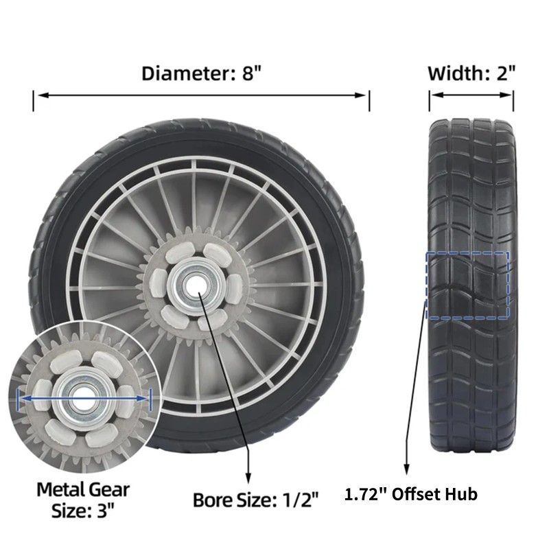 Rear Wheels, 8 Inch Wheels Fit for HRR216 HRS216 HRT216