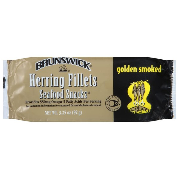 Brunswick Golden Smoked Herring Fillets, 3.25 oz Can (Pack of 12) - 18g Protein per Serving - Gluten Free, Keto Friendly - Great for Pasta & Seafood Recipes