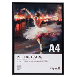 Inspire By Hampton ALUMINIUM A4 (21x30cm) Black Poster Certificate Frame Acrylic (Non-Glass) IBHPAAFA4BBLKX-PK2
