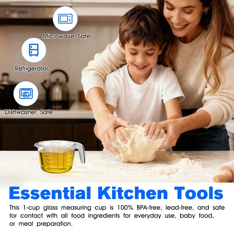 BZTT Glass Measuring Cup with V-Shaped Spout & Insulated Handle,