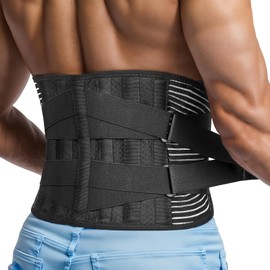 Faja Lumbar para Hombres y Mujeres, Faja Lumbar para Aliviar el Dolor de Hernia Discal, Ciática y Escoliosis, Protege los Músculos de la Cintura y la Espalda (Negro, L)