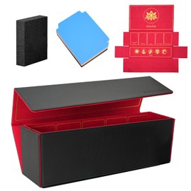 Hipoocok 2 in 1 Card Deck Box for Trading Cards, Unfolded MTG Commander Card Can be Used as a Playmat, Leather Magnetic Storage Box Holds 800+ Single Sleeved Cards, Fits for TCG CCG Magic