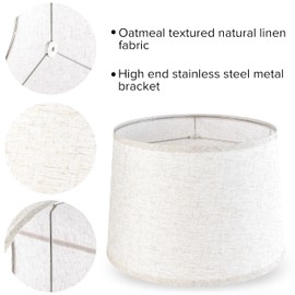 BOXEMIYA Large Drum lamp shades Set of 2 Linen Lampshade 14``Top×16``Bottom×11``Hight(Spider) Rustic Lamp Shade for Table & Floor Lamp - Lampshade Replacement