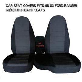 Dunhil Front Driver & Passenger 60/40 High Back Bench Cotton Seat Cover Black & Charcoal Fit for Ford Ranger 1998 1999 2000 2001 2002 2003 (Without Console Cover)