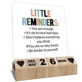 Inspirational Motivational Gifts, Wooden Block Calendar for Desk, Little Reminders You are Enough Sign, Employee Appreciation Gifts for Coworker, Positive Affirmations Acrylic Plaque