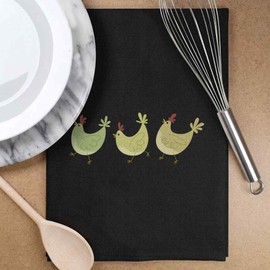 Azeeda 'Chickens' Black Cotton Tea Towel/Dish Cloth (TW00044771)
