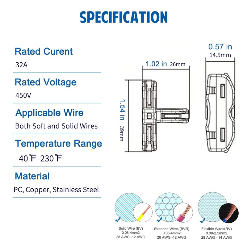 Brightfour T Tap Connectors for AWG 28-12, Lever Wire Connectors
