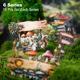 AuriicLeaf Travel Guide PET Sticker Set, 90Pcs Nature-Themed Signpost Stickers for Scrapbooking, Journaling, Junk Journal Supplies, and DIY Crafts