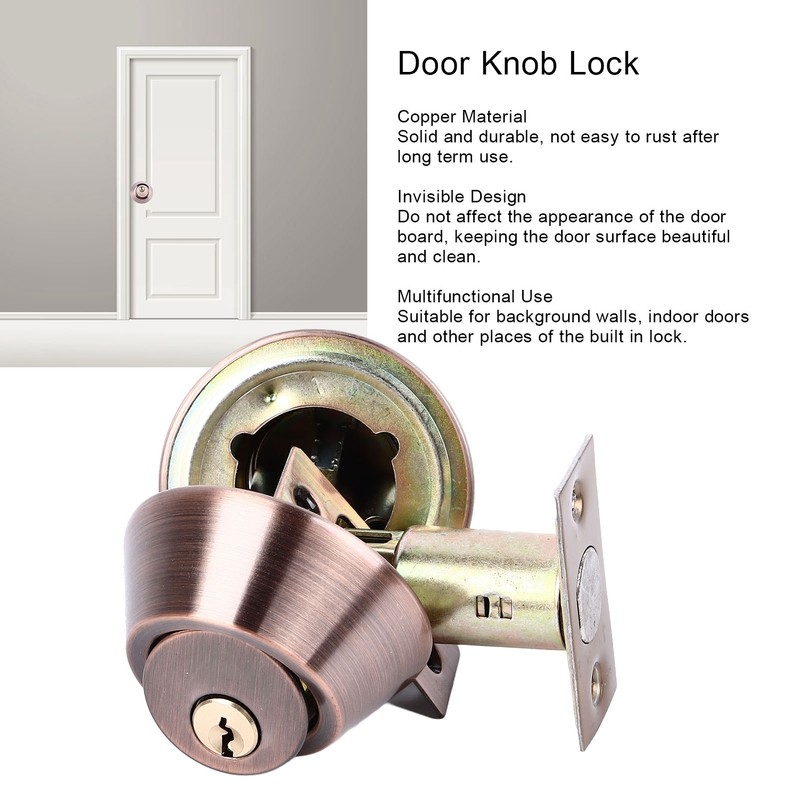 Door Knob Lock Universal Protection Entrance Keyed Double Side Interior
